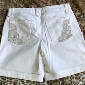 White Shorts with Gold Embellishment by WHBM
